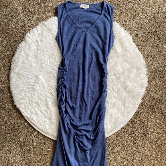 Velvet by Graham & Spencer Tank Dress Viscose Blue Ruched Sides Womens Medium - Picture 1 of 8